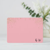 Roze Glitter Personalized Monogram Note Cards Bedankkaart (Staand voorkant)