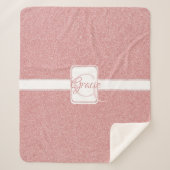 Roze Glitter Personalized Sherpa Blanket Deken (Voorkant)