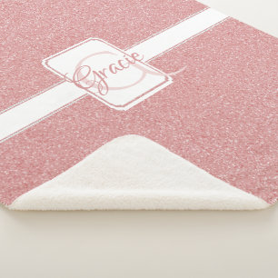 Roze Glitter Personalized Sherpa Blanket Deken
