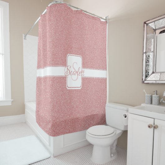 Roze Glitter Personalized Shower Curtain Douchegordijn (In situ)