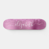 Roze glitter Personalized Skateboard uitlijnen (Horizontaal)