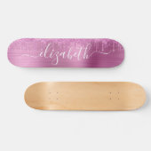 Roze glitter Personalized Skateboard uitlijnen (Horizontaal)