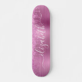 Roze glitter Personalized Skateboard uitlijnen (Voorkant)