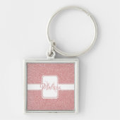 Roze Glitter Personalized Sleutelhanger (Voorkant)