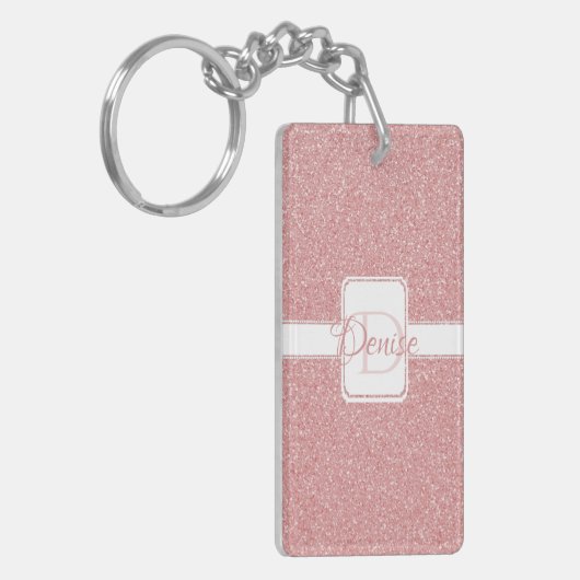Roze Glitter Personalized Sleutelhanger (Voorkant Links)