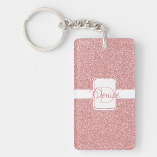 Roze Glitter Personalized Sleutelhanger (Voorkant)