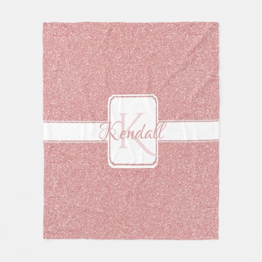 Roze Glitter Personalized Throw Blanket Fleece Deken (Voorkant)