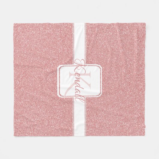 Roze Glitter Personalized Throw Blanket Fleece Deken (Voorkant (Horizontaal))