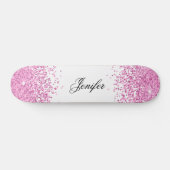 Roze glitter persoonlijk skateboard (Horizontaal)