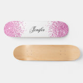 Roze glitter persoonlijk skateboard (Horizontaal)