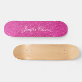 Roze glitter persoonlijk skateboard (Horizontaal)