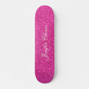 Roze glitter persoonlijk skateboard
