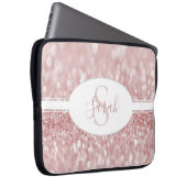 Roze glitter persoonlijke laptophoes laptop sleeve (Voorkant Rechts)