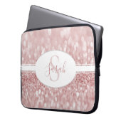 Roze glitter persoonlijke laptophoes laptop sleeve (Voorkant Links)