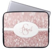 Roze glitter persoonlijke laptophoes laptop sleeve (Voorkant)