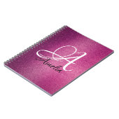 Roze Glitter Persoonlijke naam en monogram notitie Notitieboek (Linkerzijde)