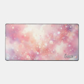Roze Glitter Persoonlijke Thuiswerkplek Bureaumat (Voorkant)