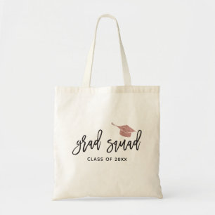 Roze Glitter Pet Afstudeerder Squad College Gradua Tote Bag