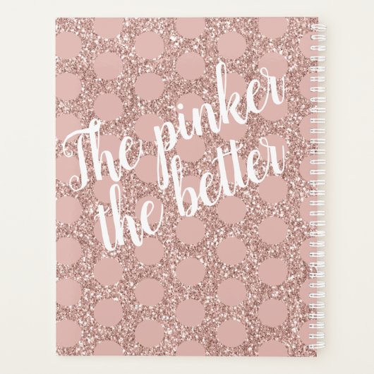 Roze Glitter Polka Dot Girly Name Planner (Achterkant)