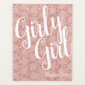 Roze Glitter Polka Dot Girly Name Planner (Voorkant)