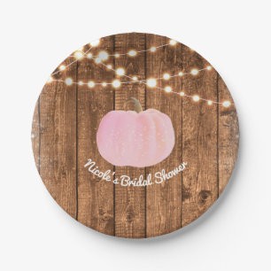Roze Glitter Pompoen Herfst Roestig Houten Lichtje Papieren Bordje