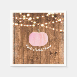 Roze Glitter Pompoen Herfst Roestig Houten Lichtje Servet