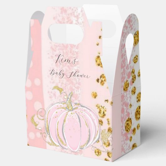 Roze Glitter Pompoen Meisje Baby shower Bedankdoosjes (Geopend)