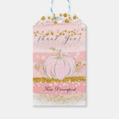 Roze Glitter Pompoen Meisje Baby shower Dank u Cadeaulabel (Voorkant)
