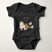 Roze Glitter Ponies met Gold Stars Voornaam Romper (Voorkant)