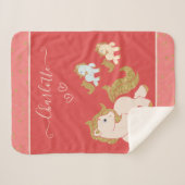Roze Glitter Ponies met voornaam Baby Girl Sherpa Deken (Voorkant (horizontaal))