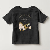 Roze Glitter Ponies met voornaam Little Girl Kinder Shirts (Voorkant)