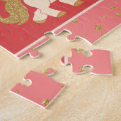 Roze Glitter Ponies met voornaam Little Girl Legpuzzel (Zijkant)