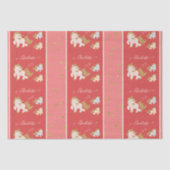 Roze Glitter Ponies met voornaam Little Girl Tissuepapier (Voorkant)