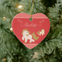 Roze Glitter Ponies w Name Little Girl Kerstmis