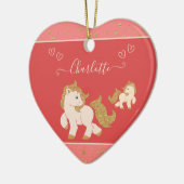 Roze Glitter Ponies w Name Little Girl Kerstmis Keramisch Ornament (Links)