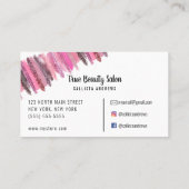 Roze Glitter Poolse Brushstrokes Nail Technician Visitekaartje (Achterkant)