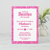 Roze Glitter Pop Verjaardag Kaart (Staand voorkant)