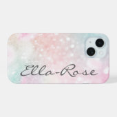 Roze Glitter Pretty Bokeh Patroon iPhone 15 Case (Achterkant horizontaal)