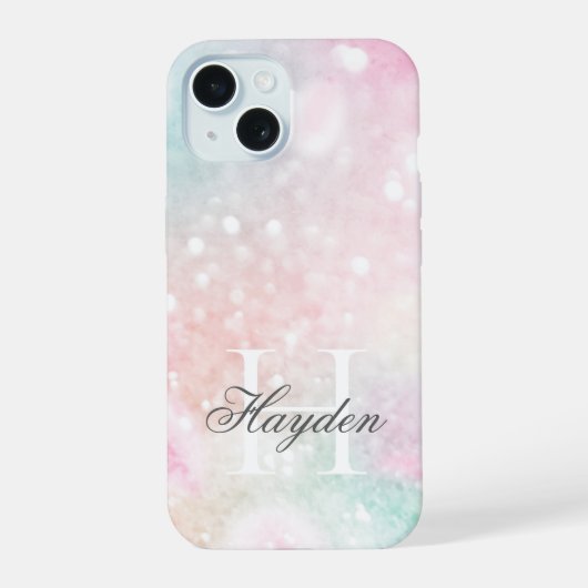 Roze Glitter Pretty Bokeh Patroon iPhone 15 Case (Achterkant)