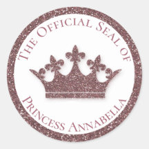 Roze Glitter Princess Crown Custom Name