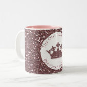 Roze Glitter Princess Crown Custom Name Tweekleurige Koffiemok (Voorkant links)