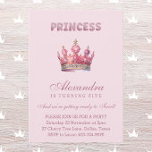Roze Glitter Prinses Kroon Sprookjesverjaardag Kaart