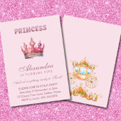 Roze Glitter Prinses Kroon Sprookjesverjaardag Kaart