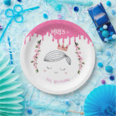  roze glitter prinses meisjes verjaardag papieren bordje (Feest)