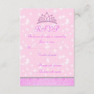 Roze Glitter Prinses RSVP Kaartje