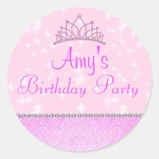 Roze Glitter Prinses Sticker (Voorkant)
