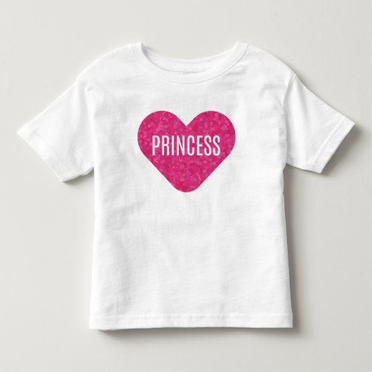Roze Glitter Prinsessen Hart Kinder Shirts (Voorkant)