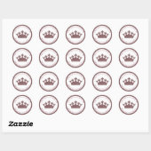 Roze Glitter Prinsessen Kroon Aangepaste Naam Ronde Sticker (Vel)
