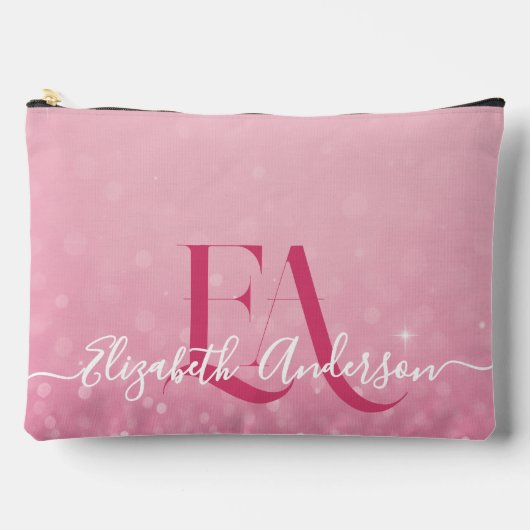 Roze Glitter Print Cut Naaizak met Initialen Etui (Voorkant)
