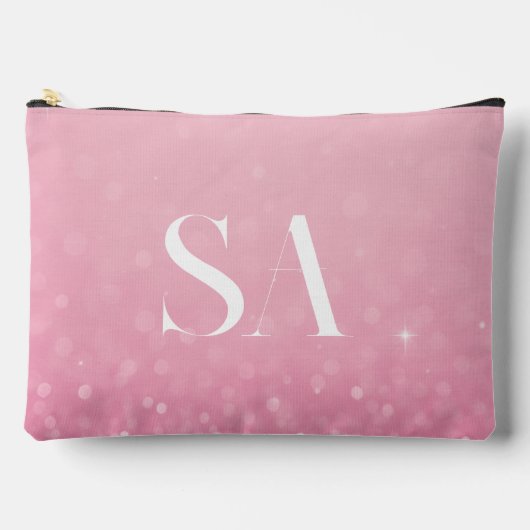 Roze Glitter Print Cut Naaizak met Initialen Etui (Voorkant)